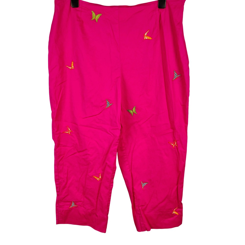 Requirements Womens SZ 18 Butterfly Capri Pants Pink Cotton Y2K Kidcore Retro